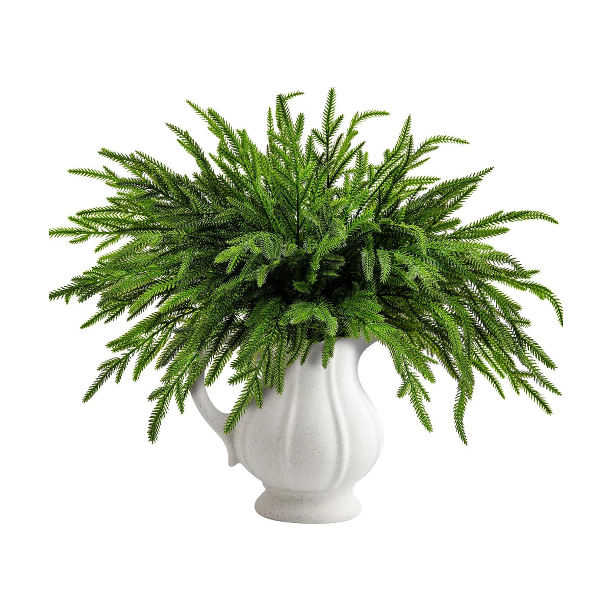 Purple Star 10 Pcs Christmas Norfolk Pine Branches, 19" Extra Length Artificial Xmas Branches Plants Pine Needles, Fake Greenery Norfolk Pines Stems Sprigs for DIY Craft Garland Home Garden Decor