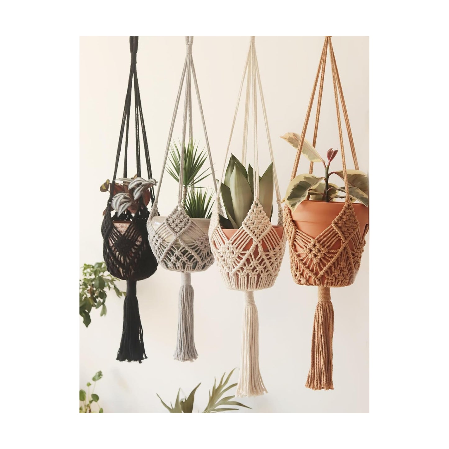 4Packs Macrame Plant Hangers Indoor Macrame for up to Pot Crochet Boho Plant / 4colors / 8 Inch