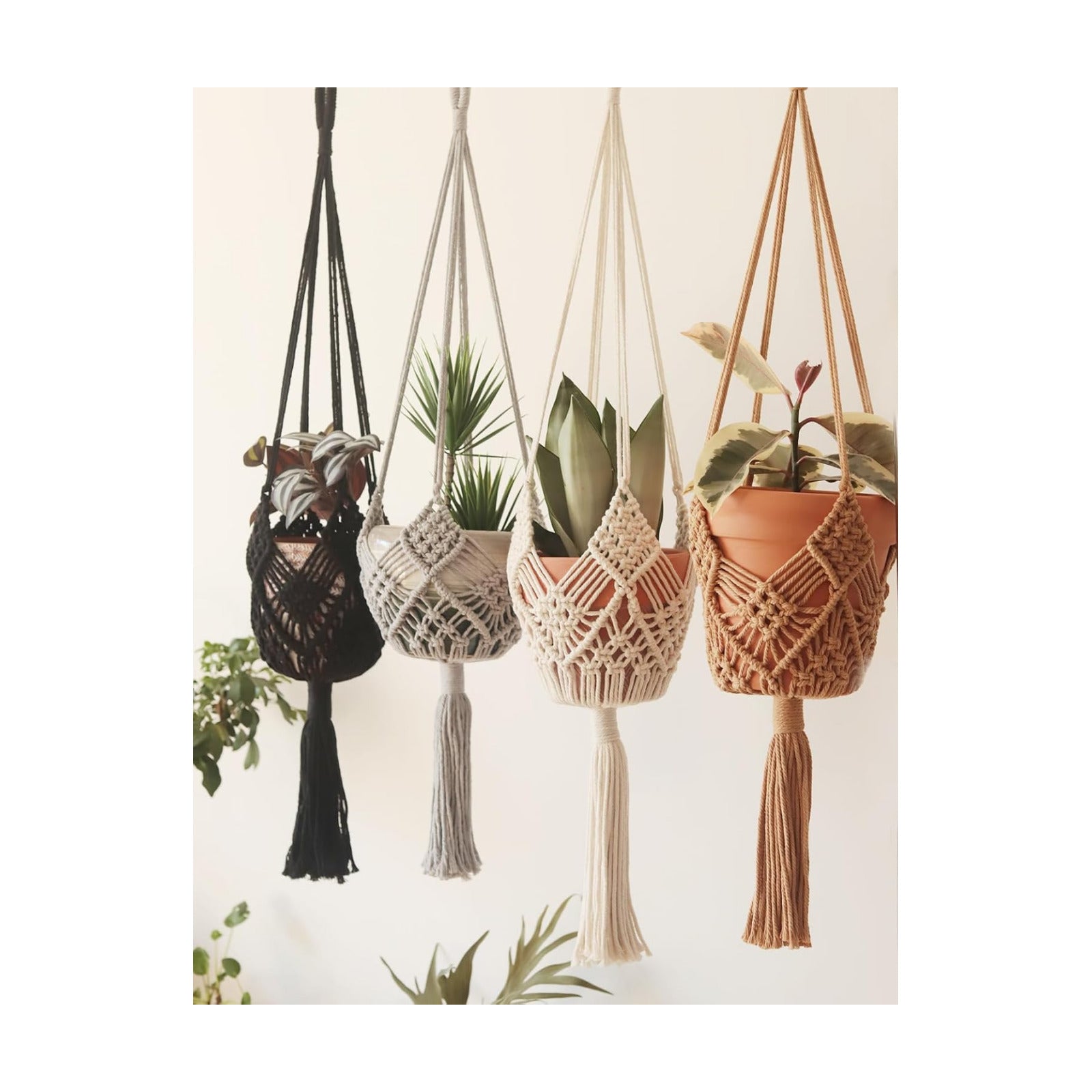 4Packs Macrame Plant Hangers Indoor Macrame for up to Pot Crochet Boho Plant / 4colors / 8 Inch