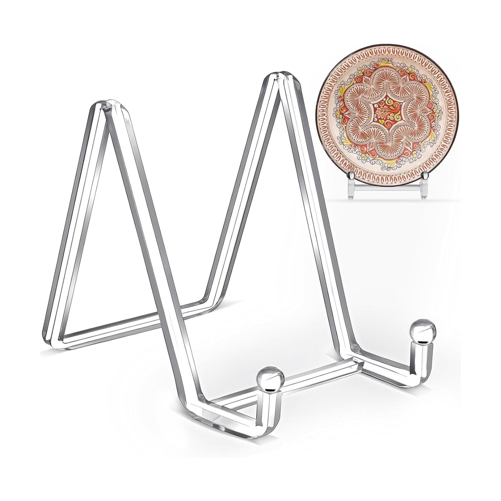 Plate Stands for Display Acrylic Square Holder Stand Picture Frame / 3 Inches / Clear / Set of 2