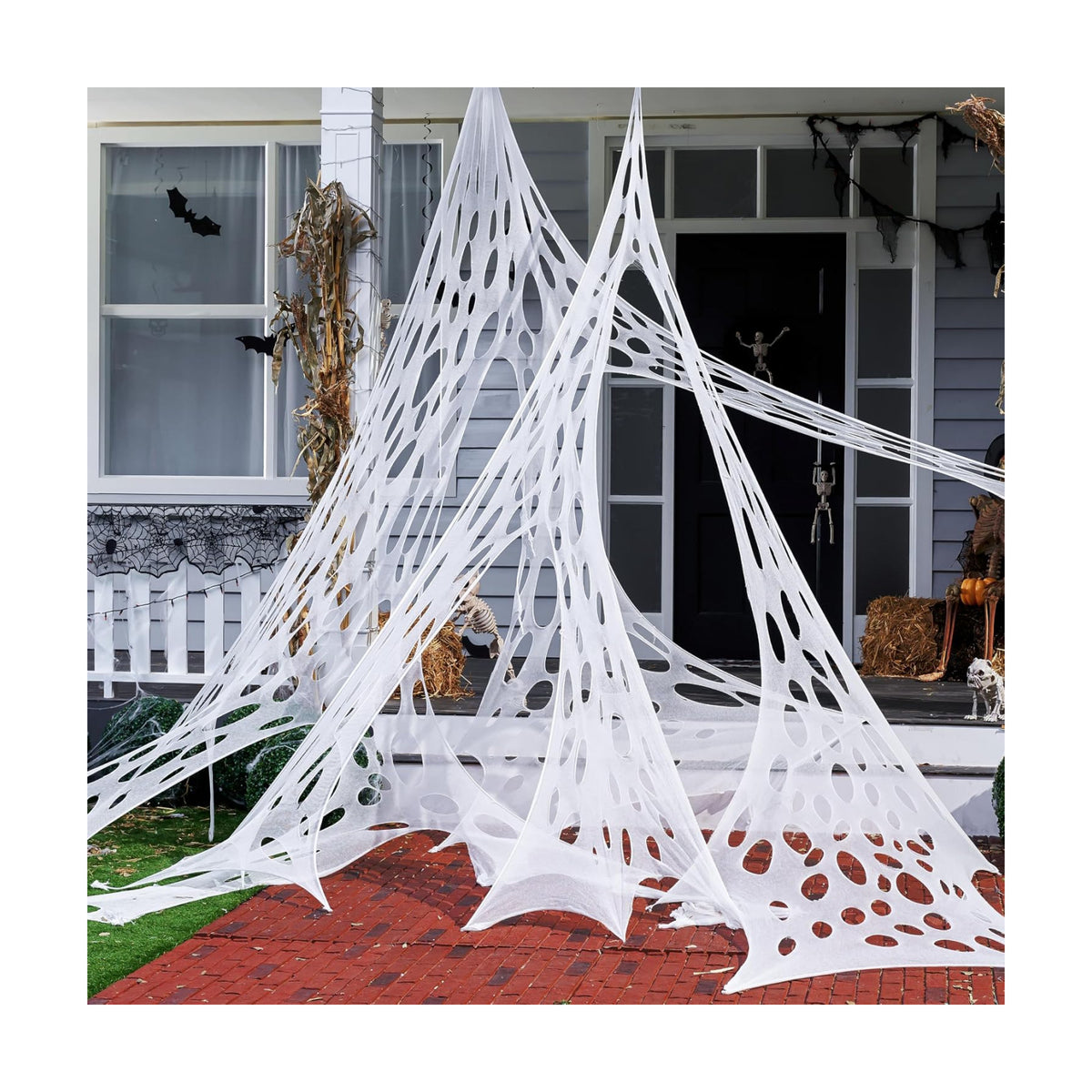 1000sqft Halloween Giant Spider Web Decoration,Cut Your Own Stretchy Spider Netting, DIY Spooky Flexible Spider Webs Decor for Halloween Haunted House Outdoor Decorations Holiday Party Supplies