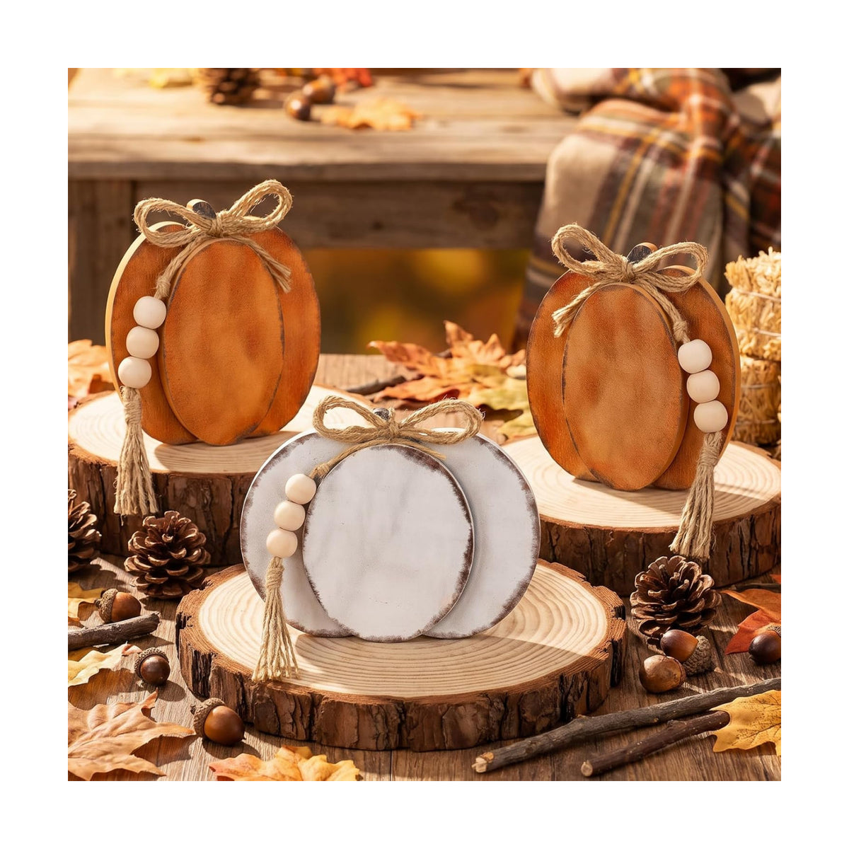 Cinnvoice 3 Pcs Fall Decorations for Home Pumpkin Table Decor