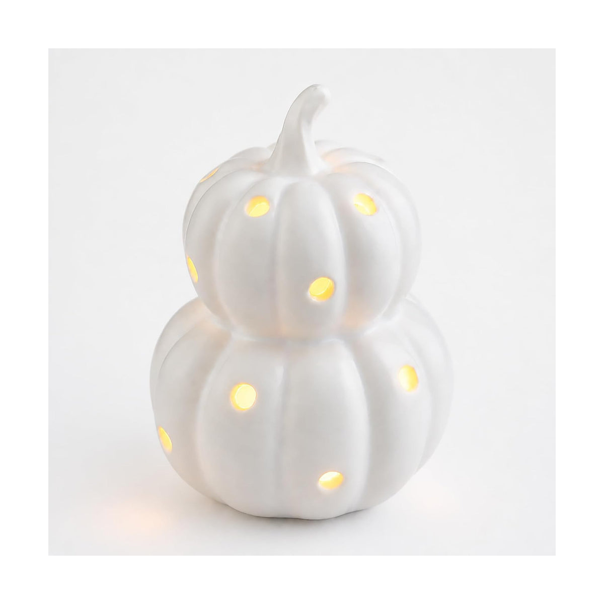 Mud Pie White Pumpkin Light Up Sitter, 4.5" x 2.75"