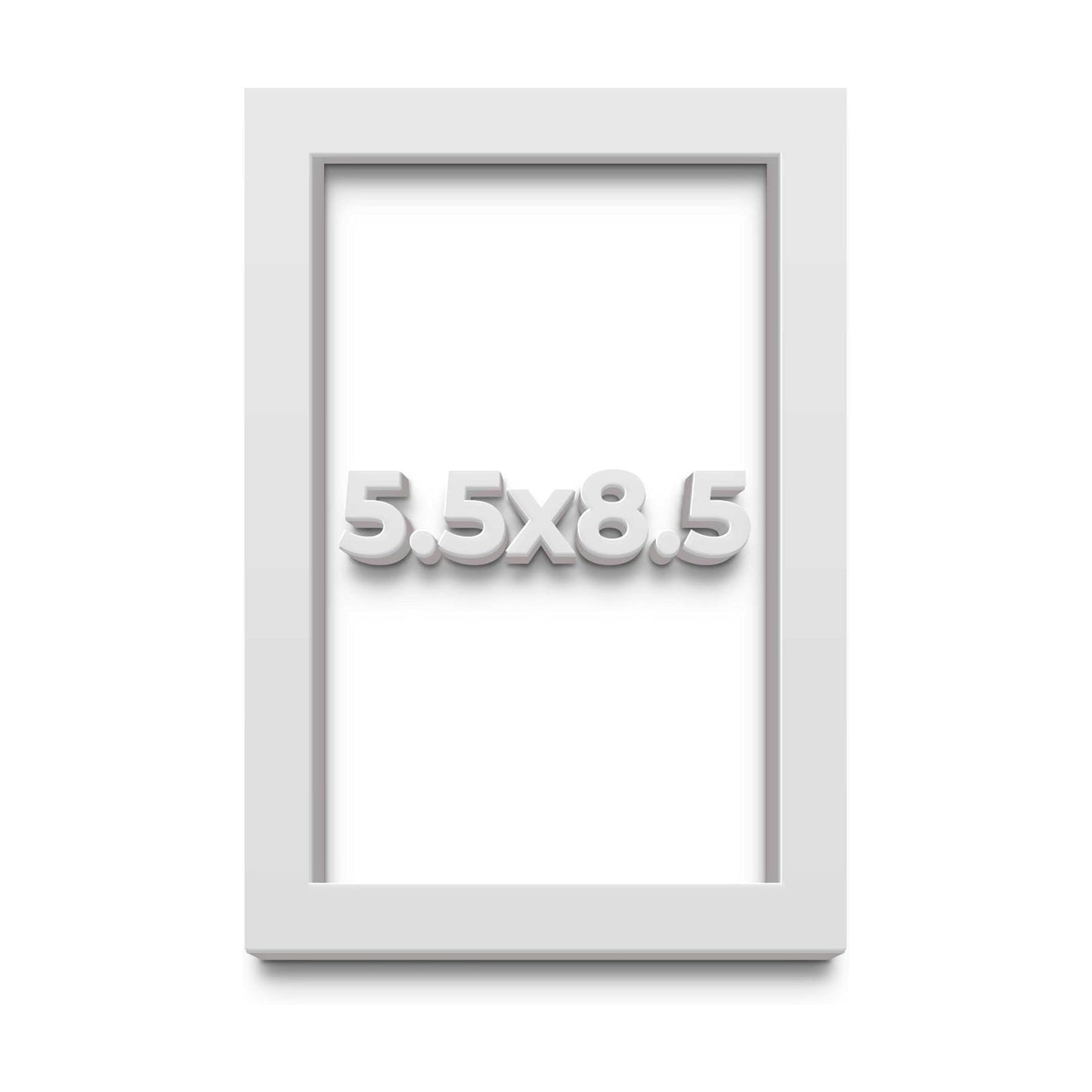 5.5x8.5 White Shadow Box Frame 1.75 Inches Deep - Contemporary Wood Shadow Box Complete with UV Acrylic, Backing &