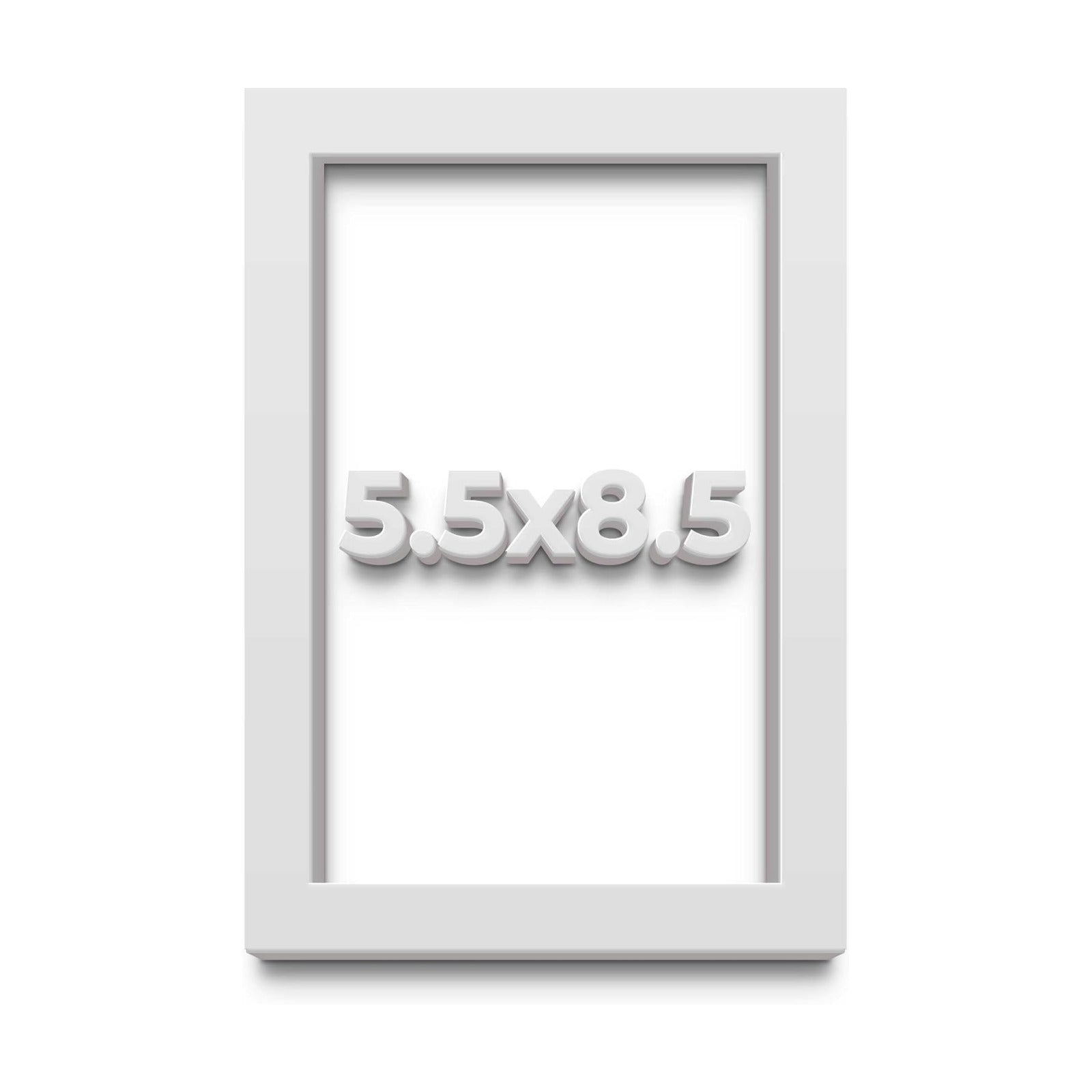 5.5x8.5 White Shadow Box Frame 1.75 Inches Deep - Contemporary Wood Shadow Box Complete with UV Acrylic, Backing &