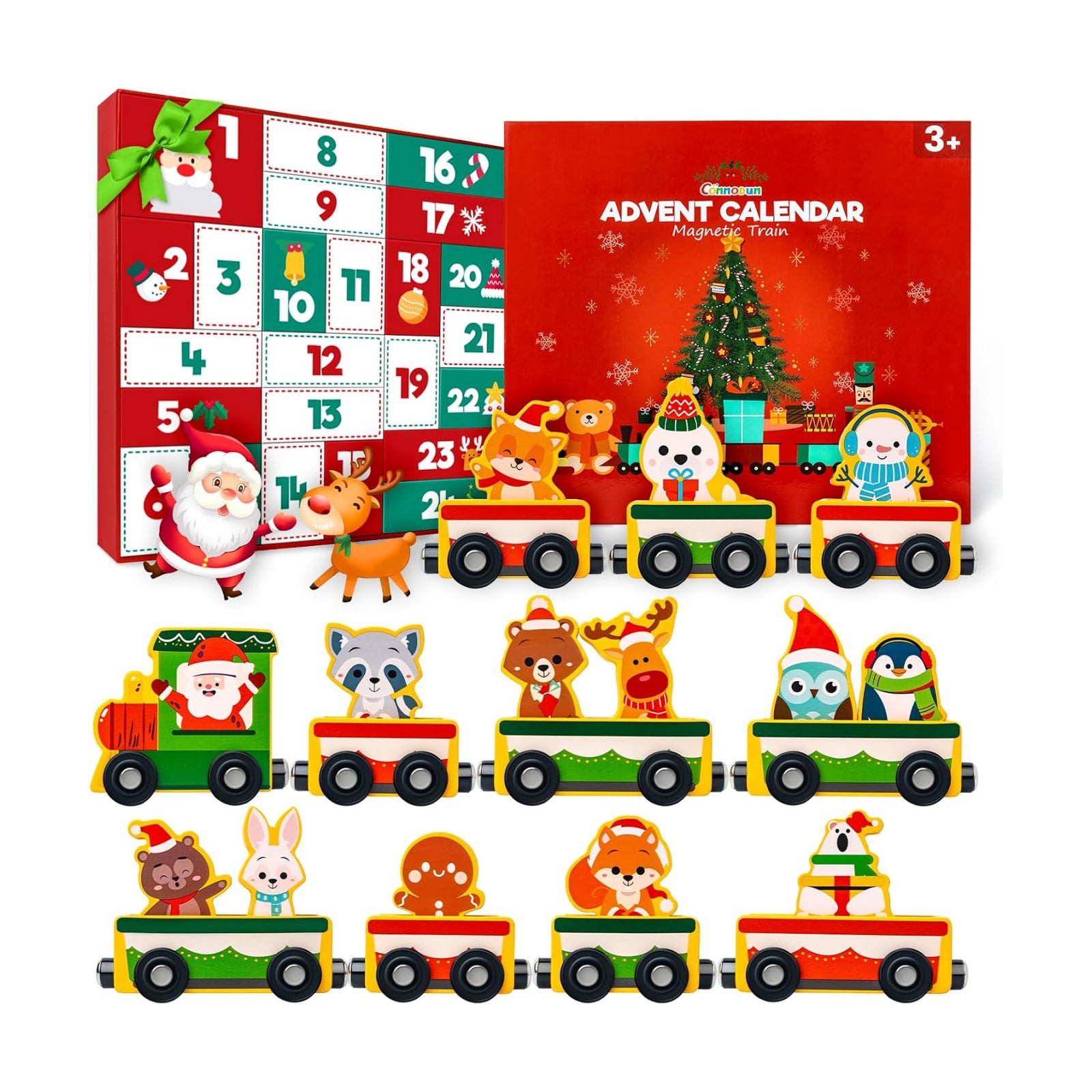 Christmas Advent Calendar Gifts for Kids, Magnetic Wooden Animal Train Set | 2026 24 Days Xmas Surprise Countdown Gifts