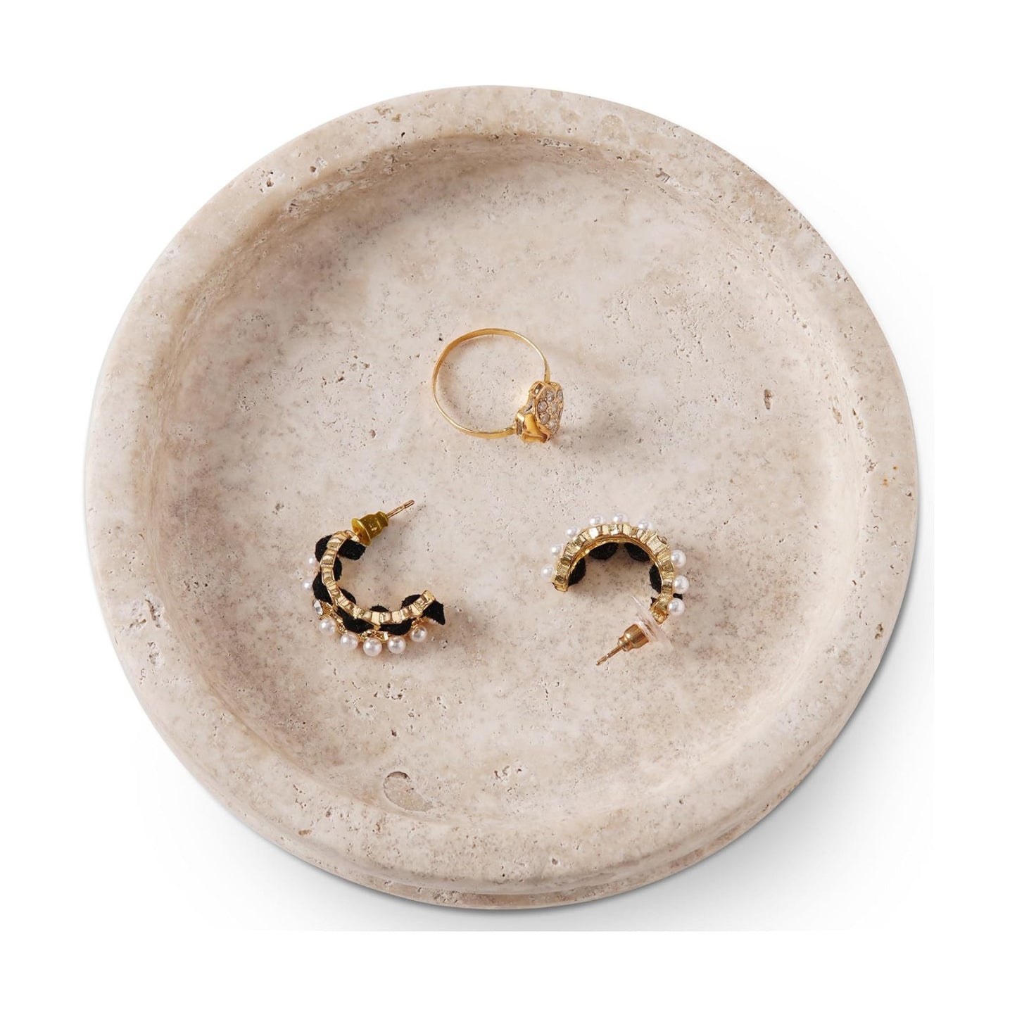 Key Tray / Candle & Trinket Dish / Travertine / 5 Inch
