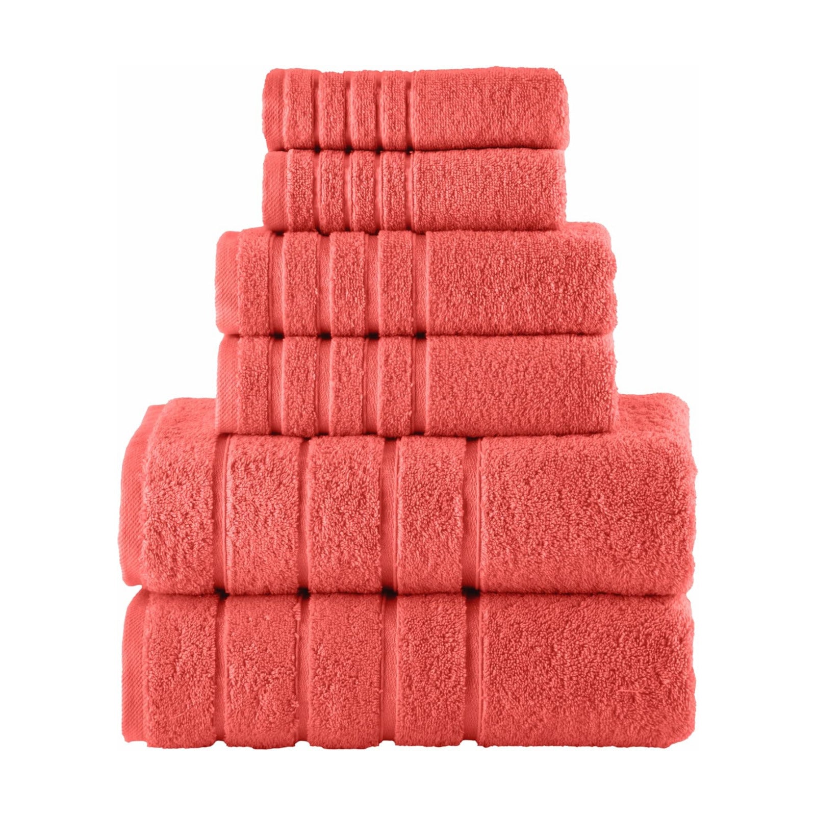 Elegant Comfort 4 Lines Viscose Stripe 6-Piece Premium Towel Set - 100% Turkish Cotton High Absorbent Luxury Bathroom
