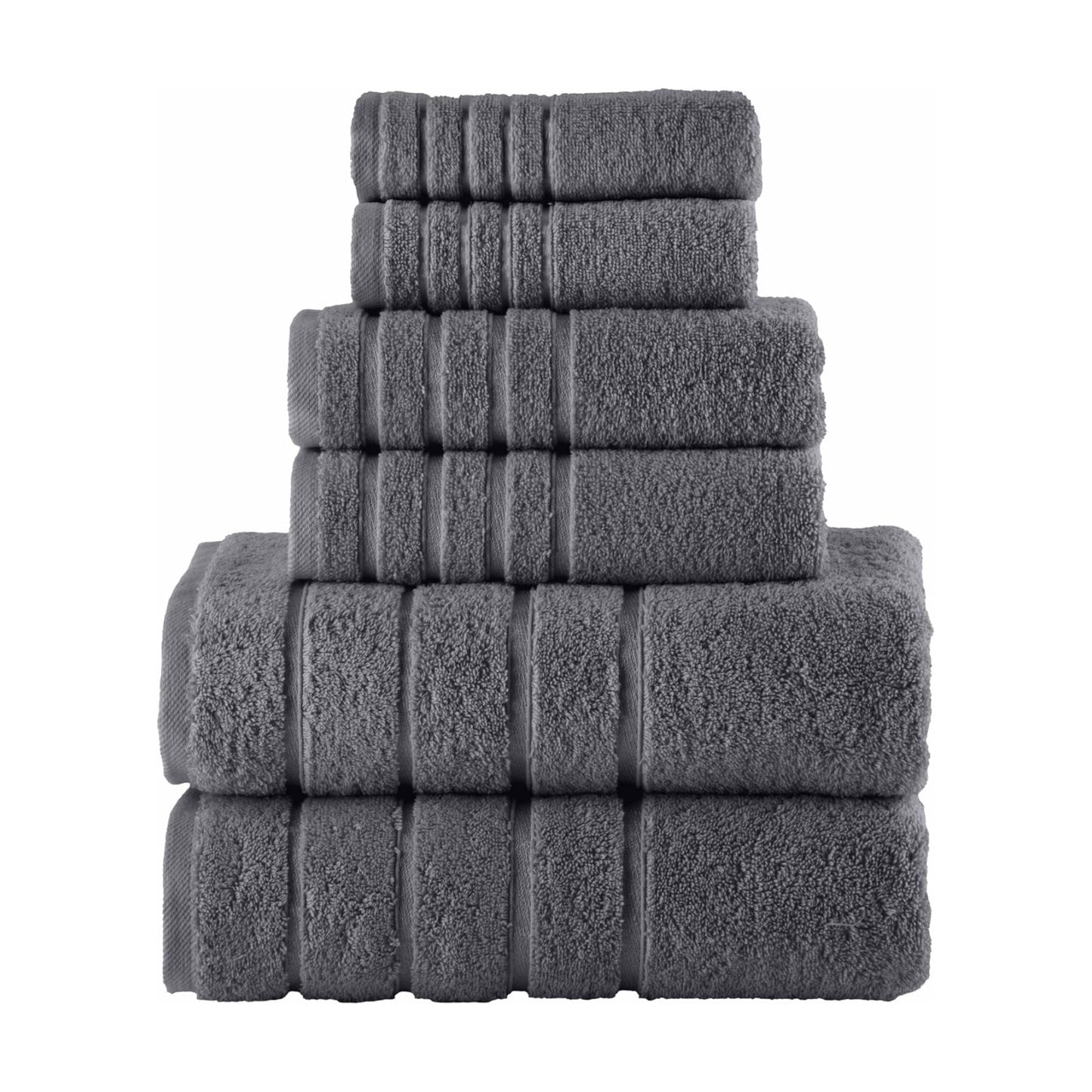Elegant Comfort 4 Lines Viscose Stripe 6-Piece Premium Towel Set - 100% Turkish Cotton High Absorbent Luxury Bathroom