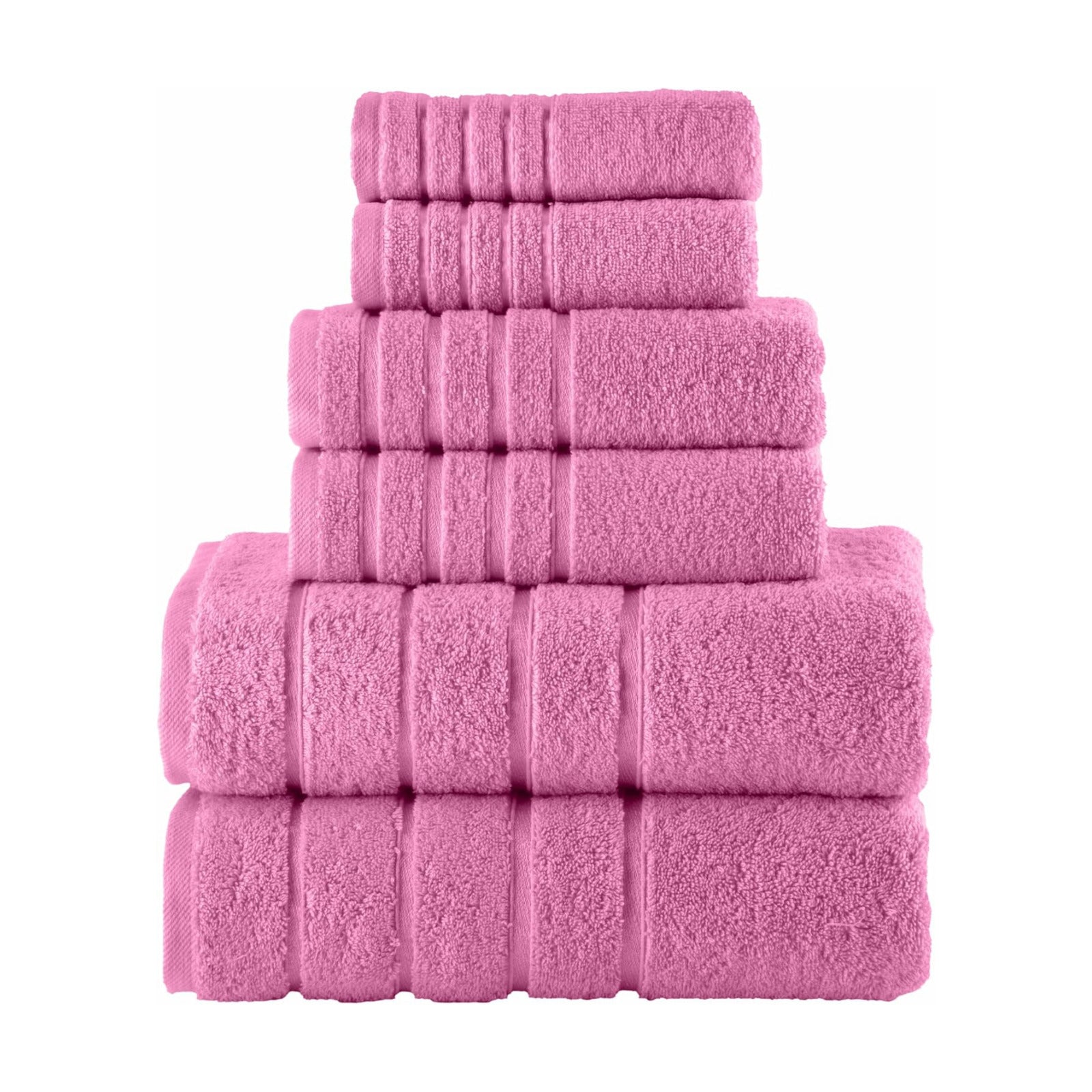 Elegant Comfort 4 Lines Viscose Stripe 6-Piece Premium Towel Set - 100% Turkish Cotton High Absorbent Luxury Bathroom