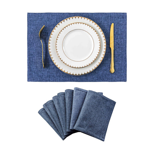 Home Brilliant Set of 8 Placemats Blue Placemats Heat Resistant Dining Table Place Mats Kitchen Table Mats, Navy Blue