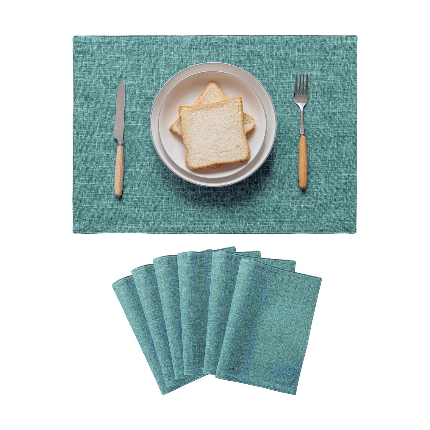 Home Brilliant Teal Placemats Set of 8 Heat Resistant Dining Table Place Mats for Kitchen Table Washable Cloth