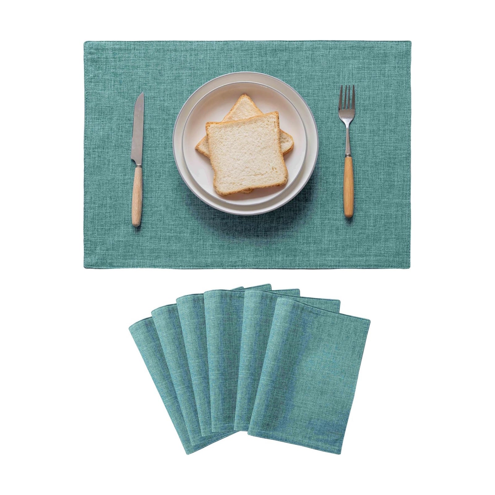 Home Brilliant Teal Placemats Set of 8 Heat Resistant Dining Table Place Mats for Kitchen Table Washable Cloth