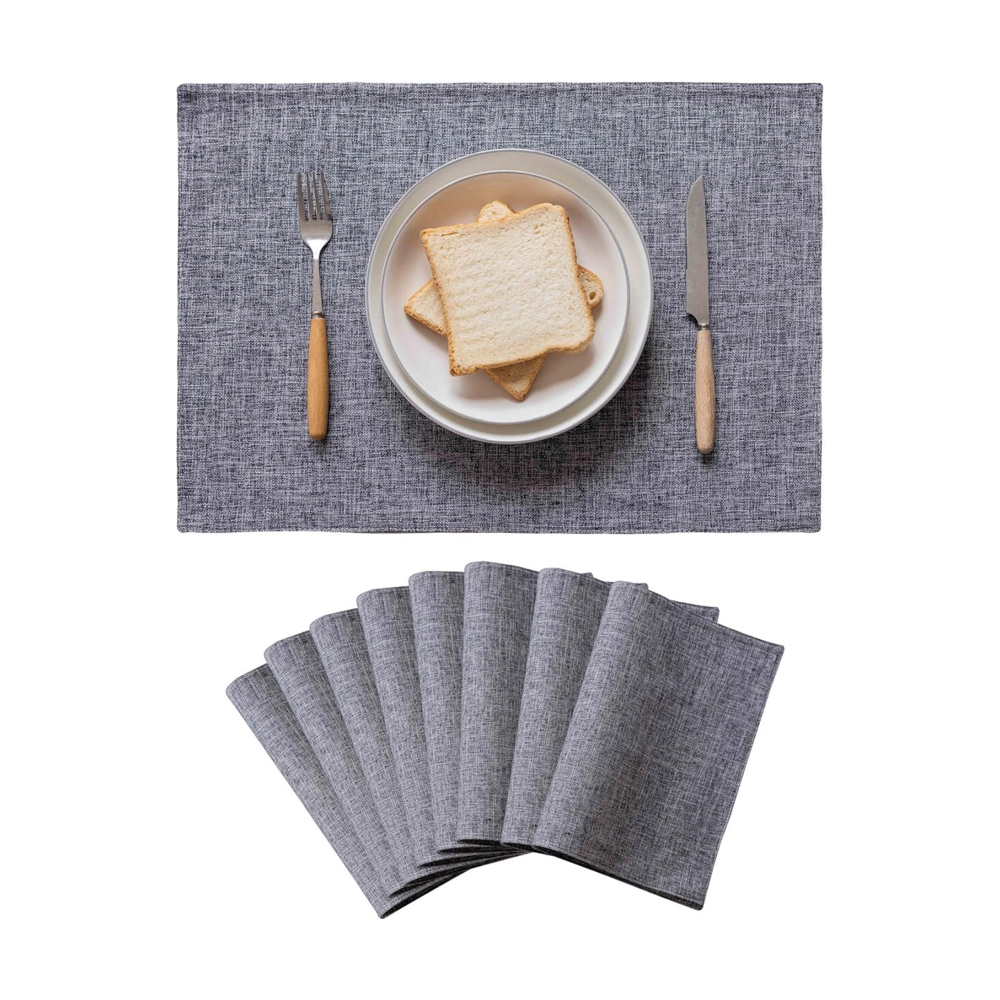 Home Brilliant Linen Placemats Set of 8 Heat Resistant Washable Placemats for Parties Buffet Dinner, 13 x 19 inches