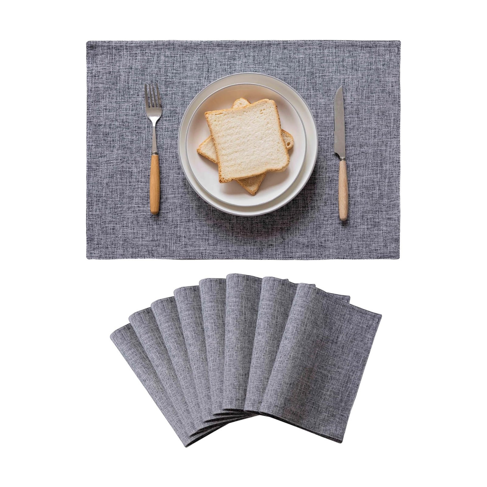 Home Brilliant Linen Placemats Set of 8 Heat Resistant Washable Placemats for Parties Buffet Dinner, 13 x 19 inches