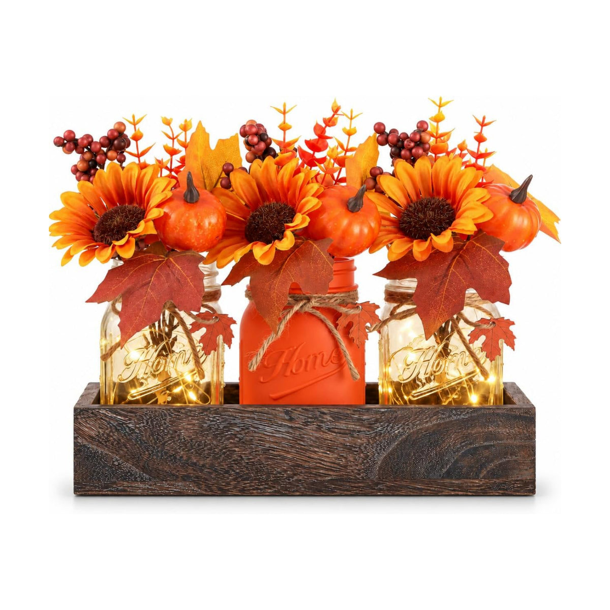 Mason Jar Fall Thanksgiving Table Decorations, Centerpieces for Tables