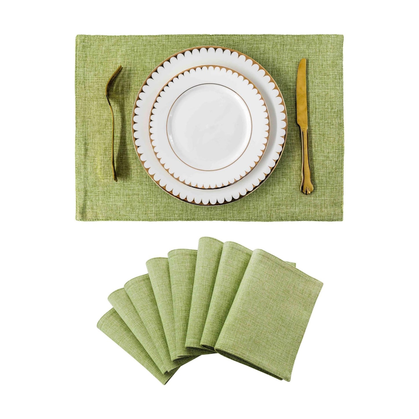 Home Brilliant Green Placemat Set of 8 Washable Place Mats Placemats Heat Resistant Sage Placemat for Dining Table