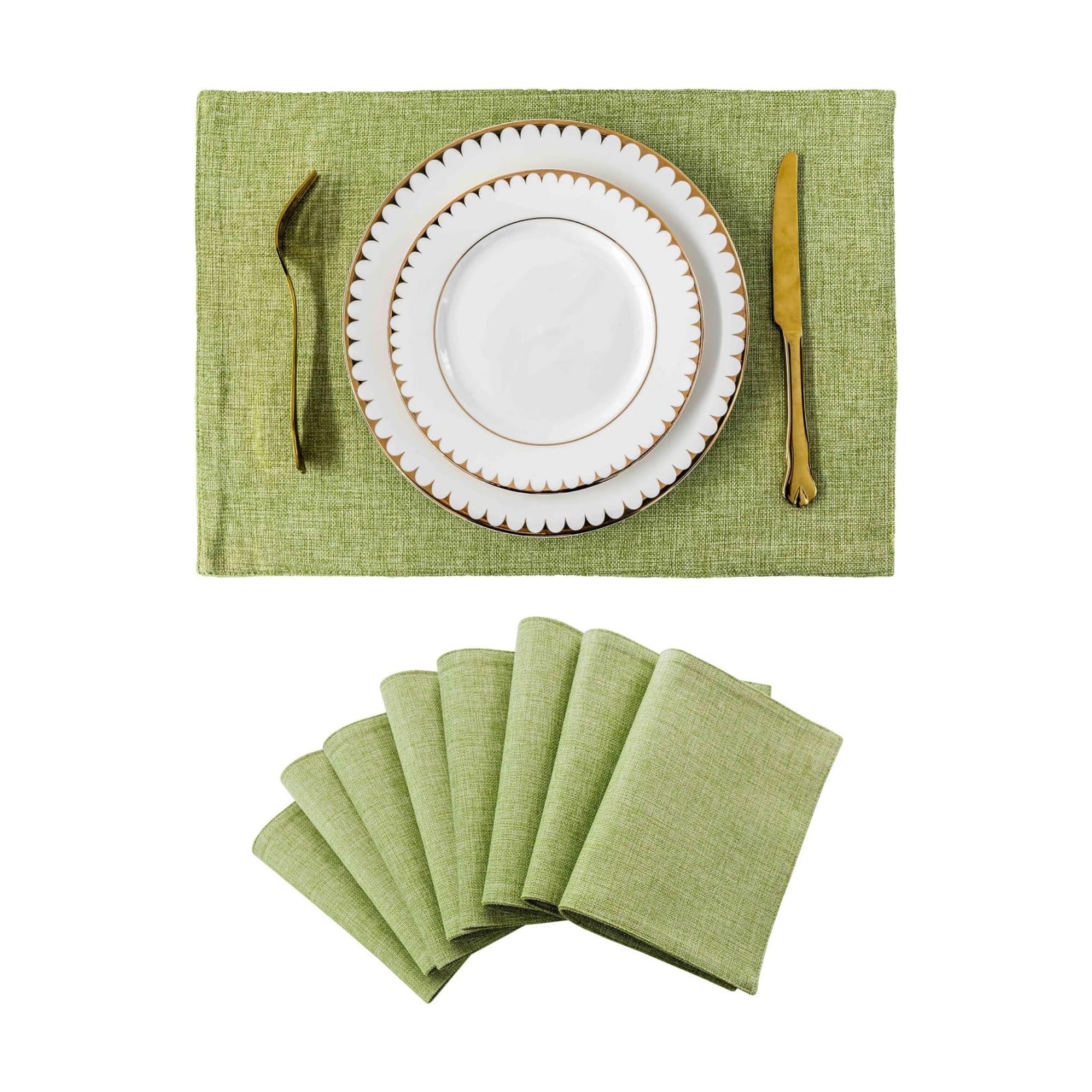 Home Brilliant Green Placemat Set of 8 Washable Place Mats Placemats Heat Resistant Sage Placemat for Dining Table