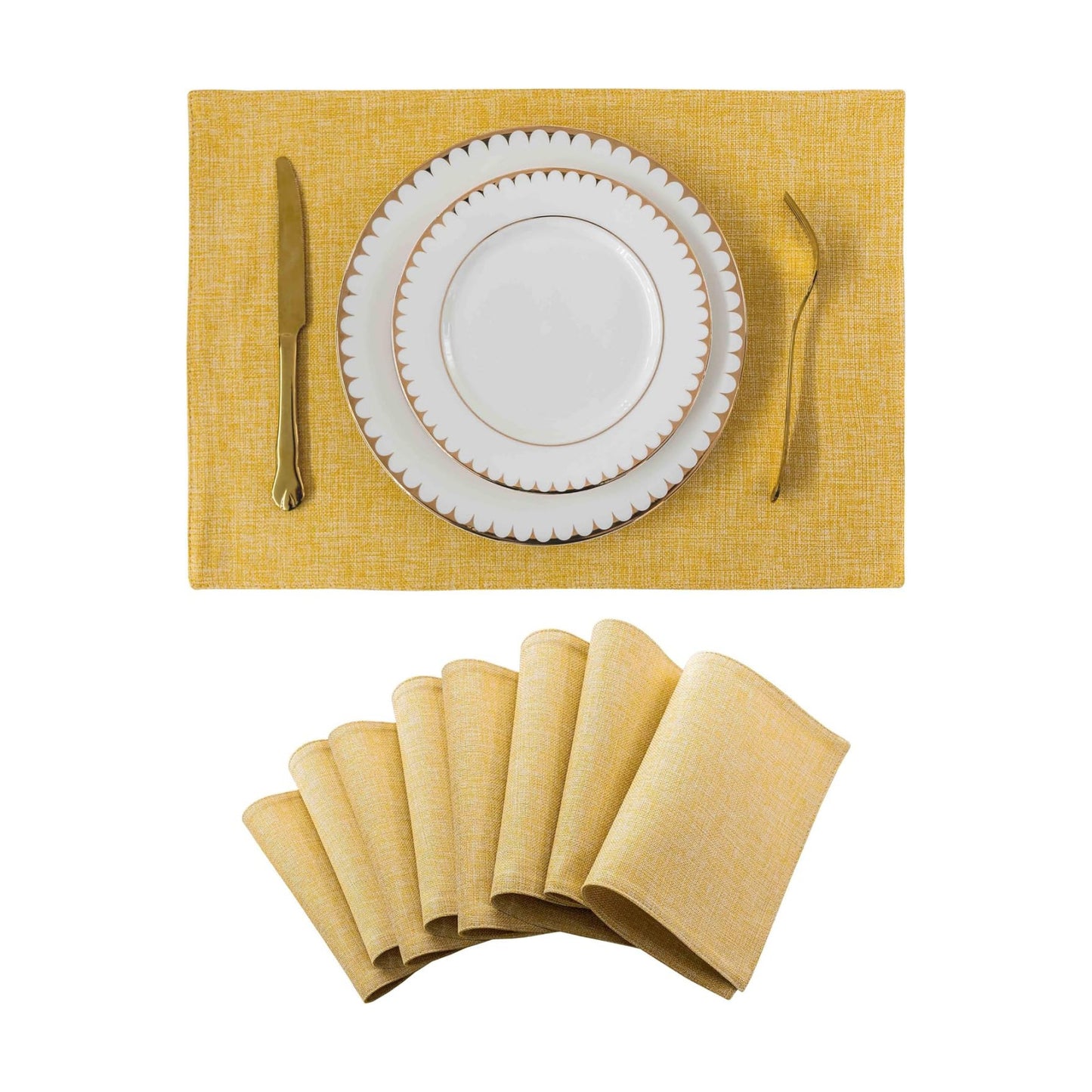 Home Brilliant Cloth Placemats Set of 8 Linen Placemat Washable Heat Resistant Dining Table Place Mats for Kitchen