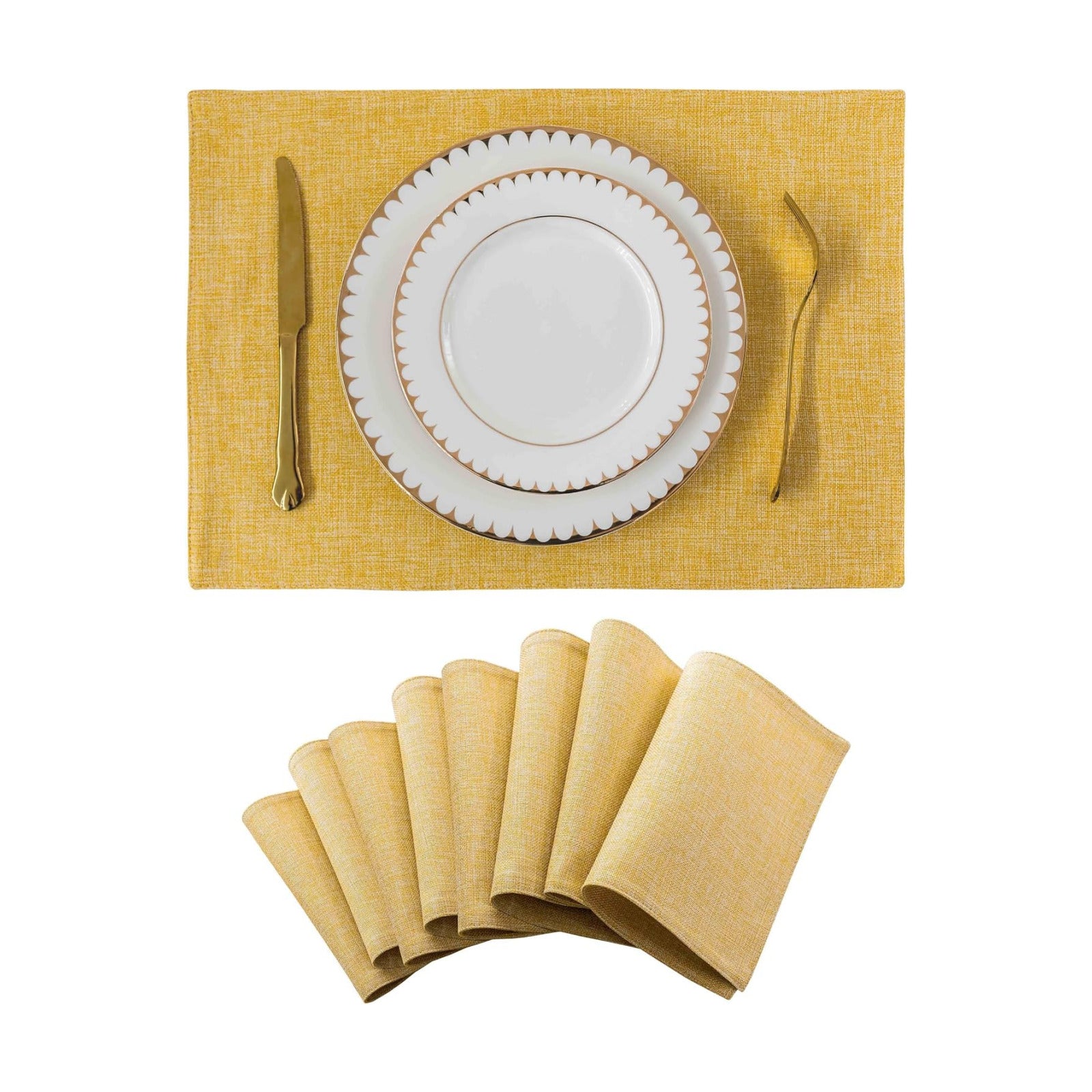 Home Brilliant Cloth Placemats Set of 8 Linen Placemat Washable Heat Resistant Dining Table Place Mats for Kitchen