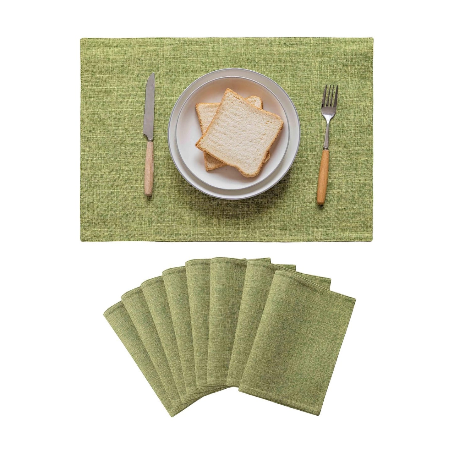 Home Brilliant Green Placemats Set of 8 Washable Place Mats Linen Placemats Heat Resistant Table Mats for Wooden Table