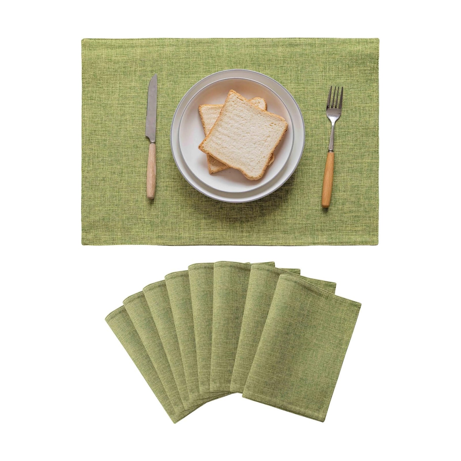Home Brilliant Green Placemats Set of 8 Washable Place Mats Linen Placemats Heat Resistant Table Mats for Wooden Table