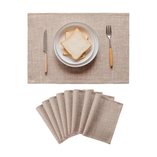Home Brilliant Linen Place Mats Set of 8 Heat Resistant Dining Table Place Mats Cloth Placemats Kitchen Table Mats