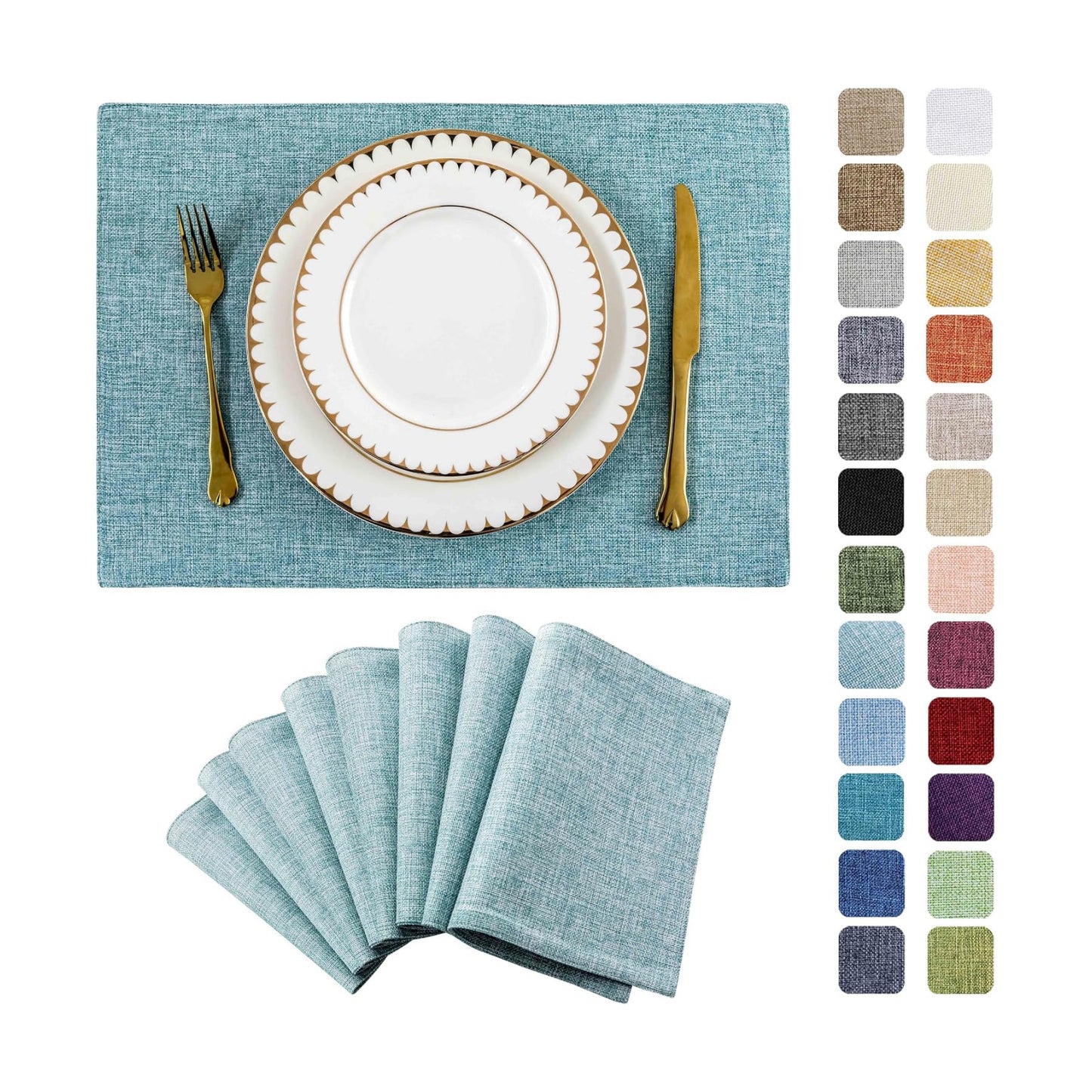 Home Brilliant Cloth Placemats Set of 8 for Holiday Dinner Linen Placemat Heat Resistant Dining Table Place Mats for