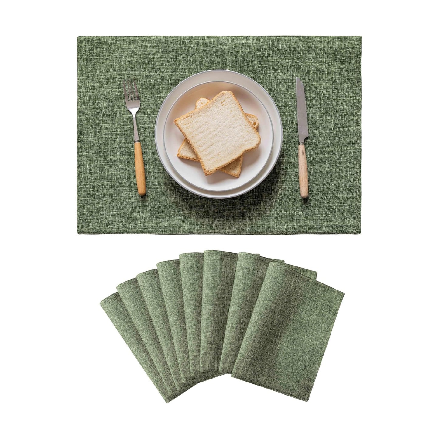Home Brilliant Linen Cloth Placemats Set of 8 Heat Resistant Dining Table Place Mats Table Mat Kitchen for Wedding