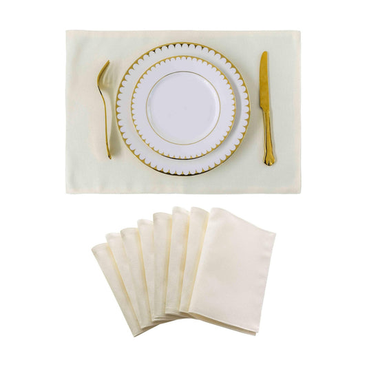 Home Brilliant Placemats Set of 8 Dining Table Placemat Washable Place Mats, 13 x 19 inches, Cream