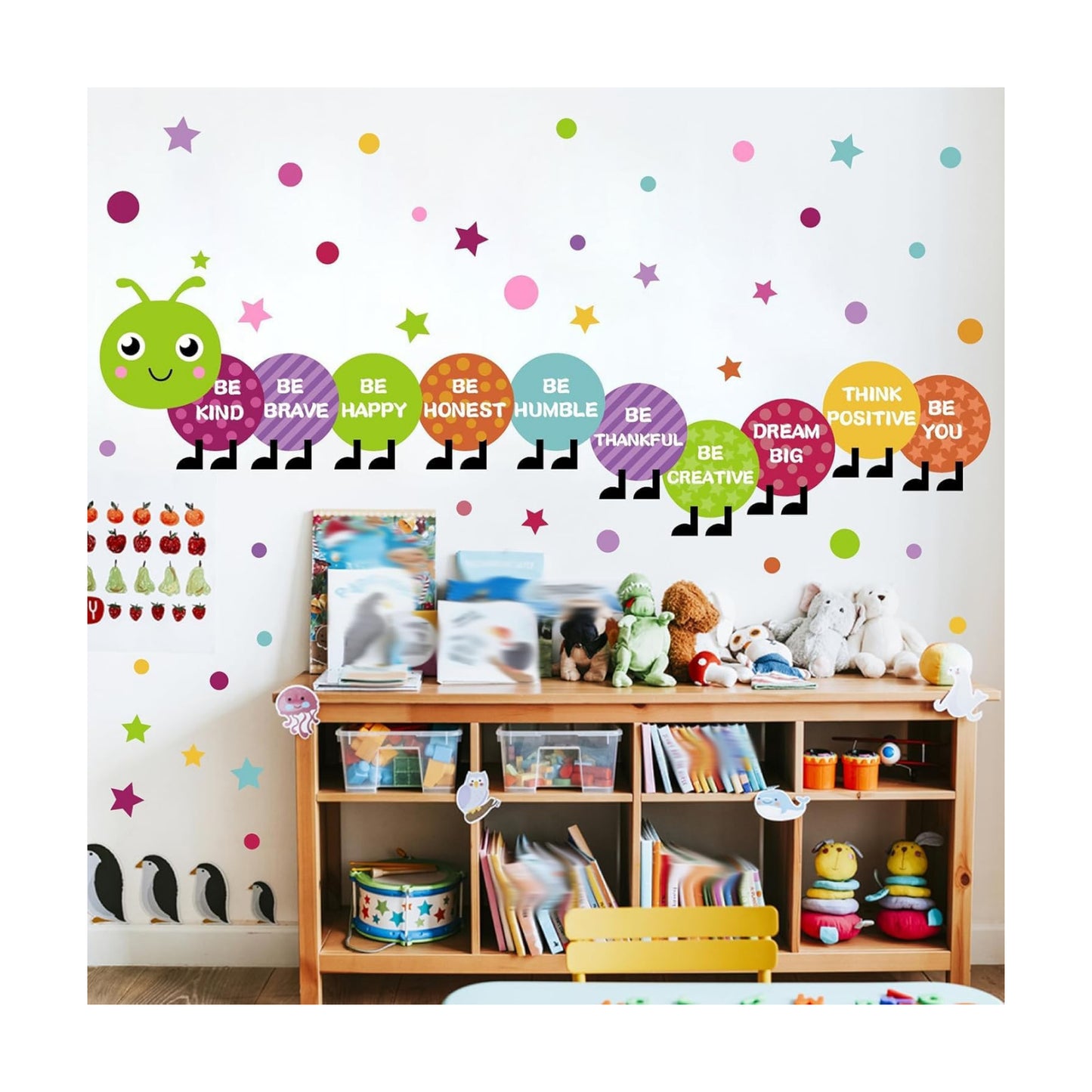 Kids Playroom Wall Decals Inspirational Wall Stickers Colorful Nursery Walls Decal Polka / Purple