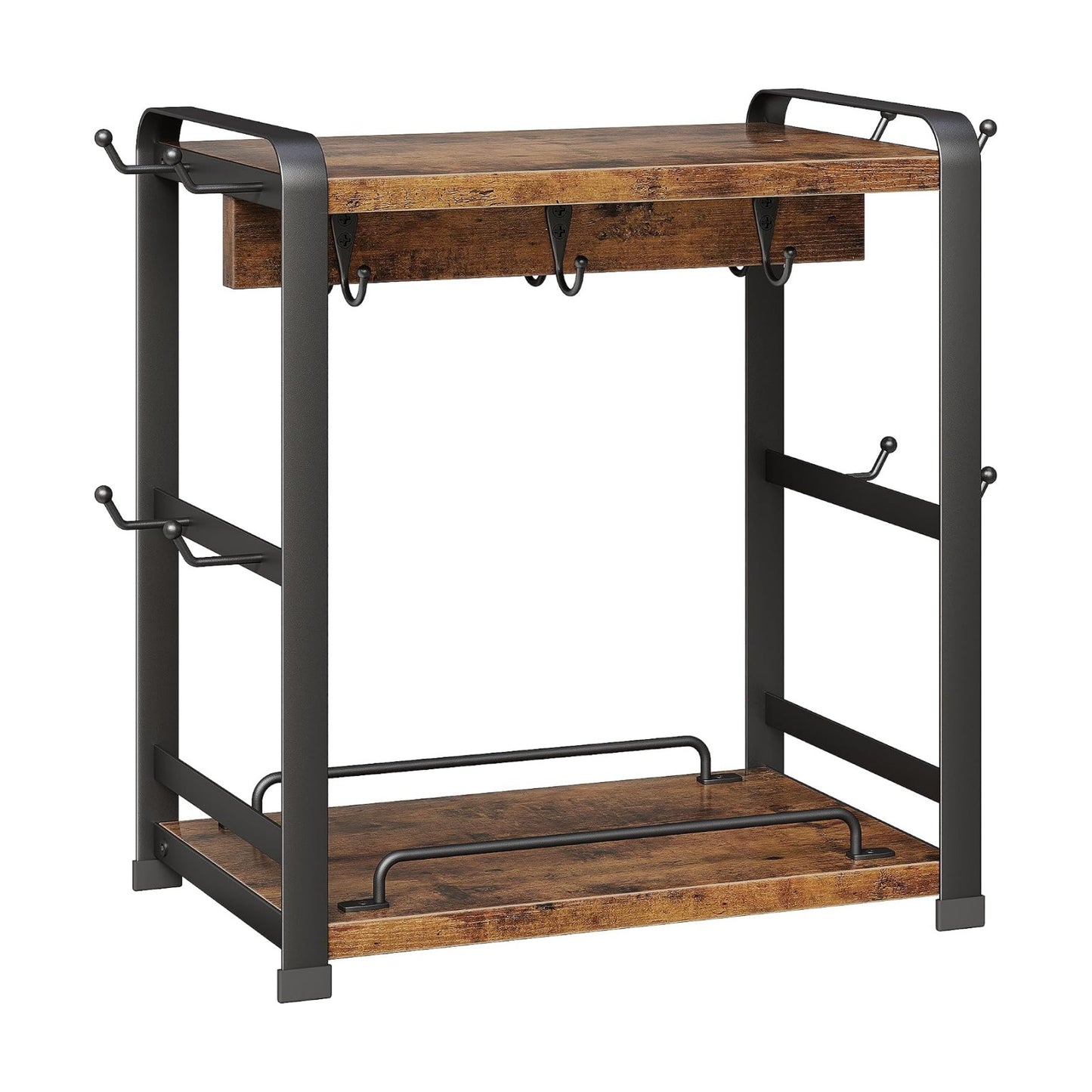 OROPY Coffee Mug Holder Countertop, Mug Rack 2 Tier Shelf & 14 Mug Hooks | Wooden Coffee Bar Station Organizer