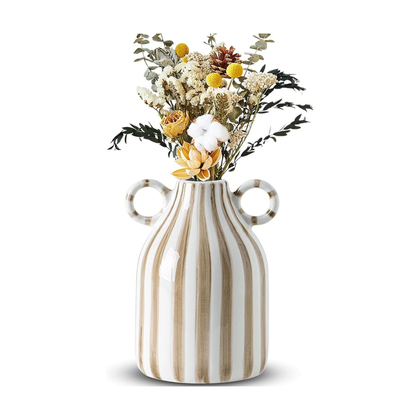Ceramic Vase / White and Brown