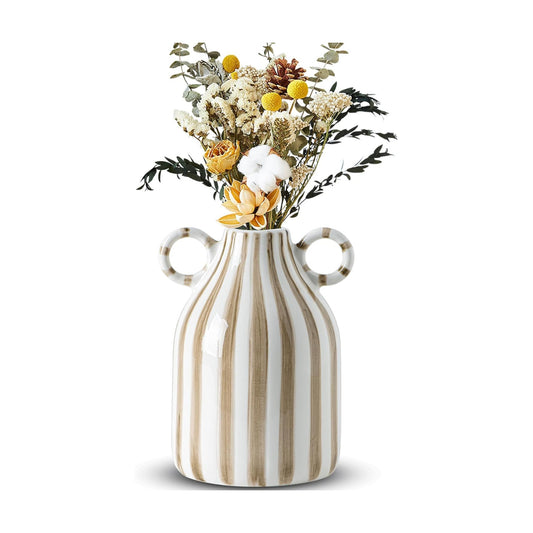 Ceramic Vase / White and Brown