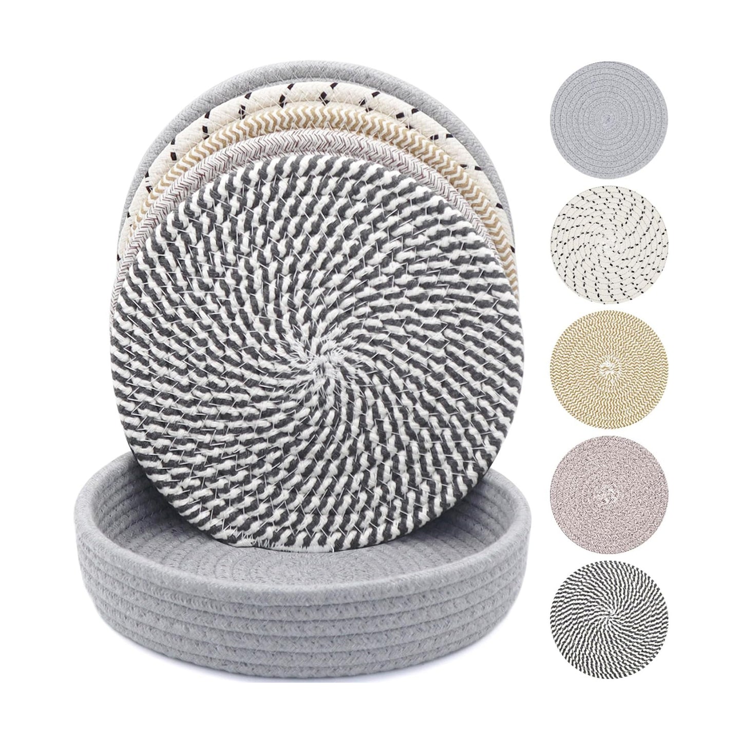 10 Inch Trivets for Hot Dishes, Hot Pots and Pans, 5 Pcs | Comes with Storage Basket, Extra Large Thick Heat Resistant