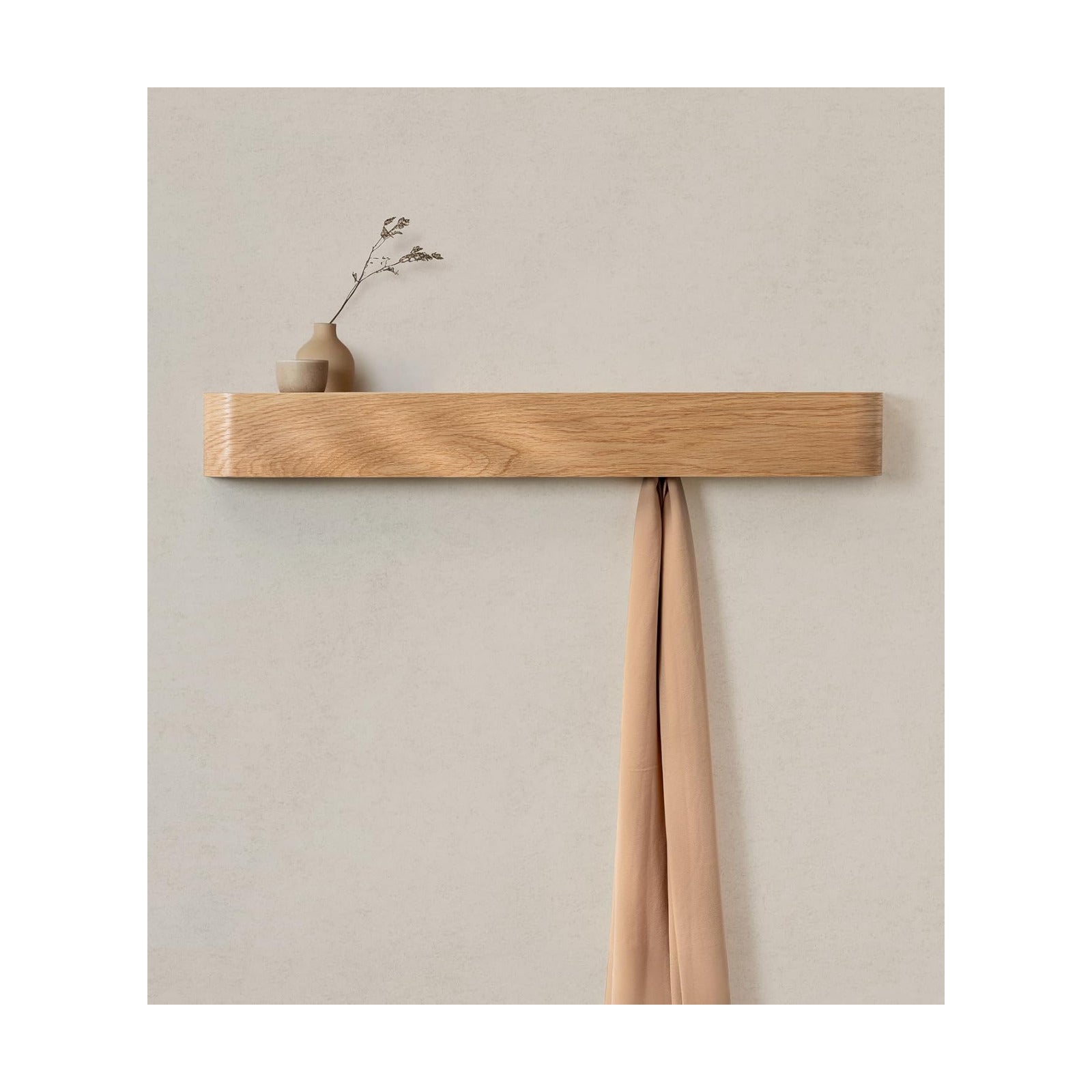 Kazai. Wall-Mounted Coat Rack 'Toke' - Modern Design Coat Rack with Hidden Wall Hooks - Solid Wood Veneer Panel Coat