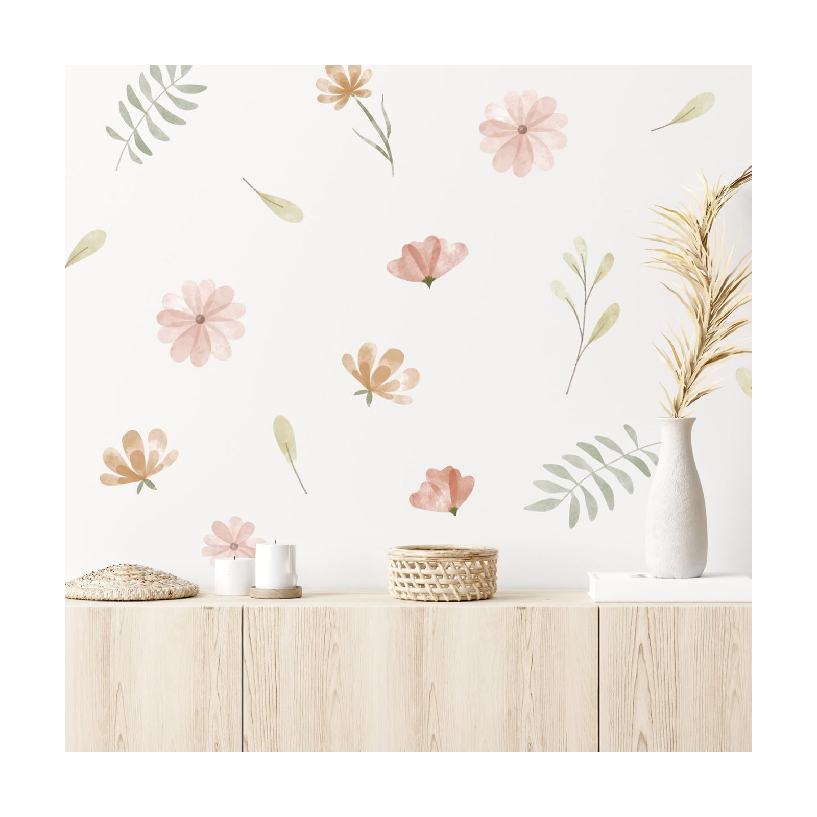 Watercolor Flower Wall Decals / Watercolor Boho Flowers / Set of 16