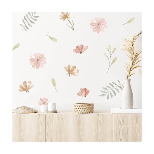 Watercolor Flower Wall Decals / Watercolor Boho Flowers / Set of 16