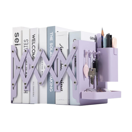 19" Metal Book Ends for Heavy Books / Purple