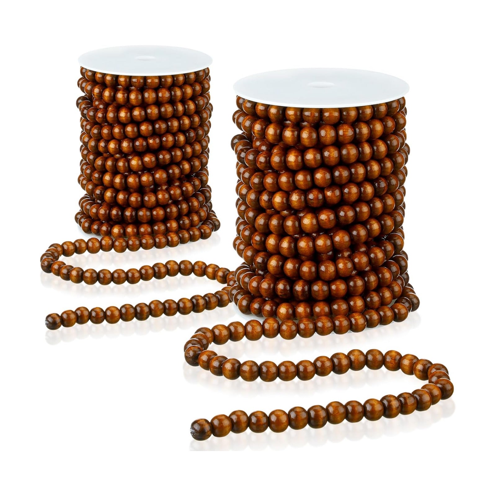 Giegxin 2 Pcs Wood Brown Christmas Bead Garland 66 Feet in Total Farmhouse | Rustic Wooden Beaded Garland for Tree Tier