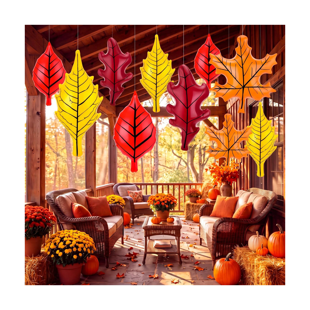 12 Pcs Fall Inflatable Leaf Classroom Decor Thanksgiving Large Maple Leaf