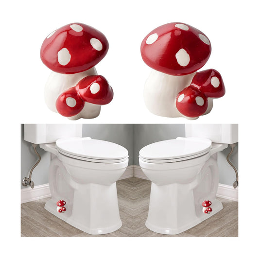 Ceramic Mushroom Decor Covers Toilet Screw Covers Bolts / Red Mushroom / Set of 2