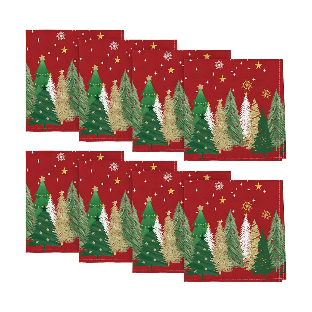 Horaldaily Christmas Cloth Napkins, Pine Tree Stars, Red, Set of 8