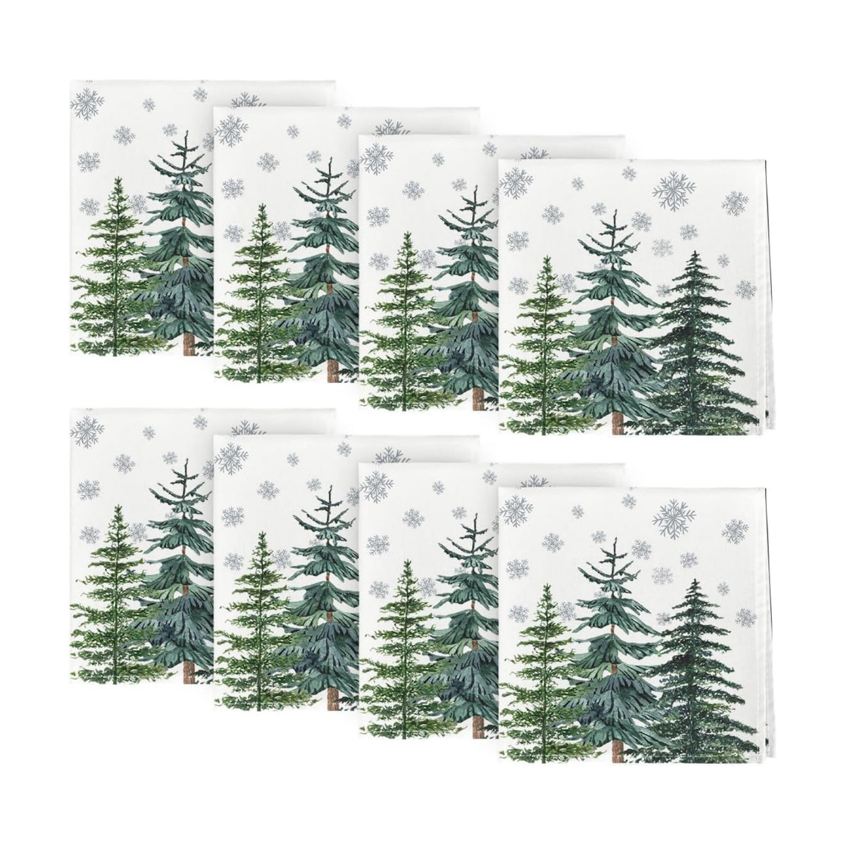 Horaldaily Christmas Cloth Napkins, Winter Snow Trees, Set of 8
