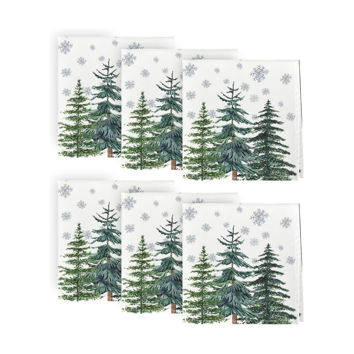 Horaldaily Christmas Cloth Napkins, Winter Snow Trees, Set of 6