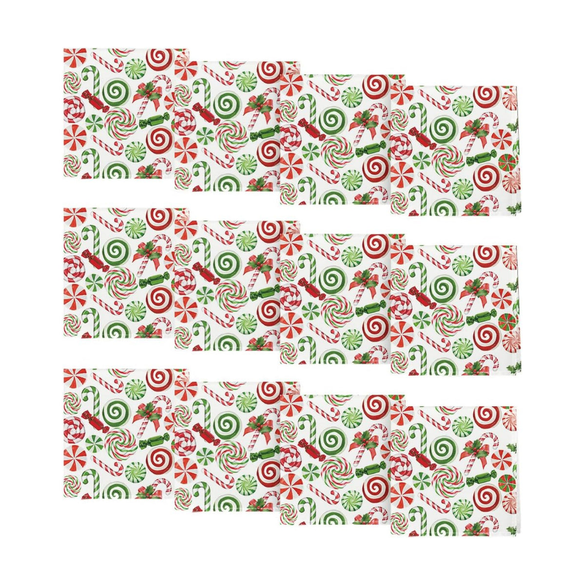 Horaldaily Christmas Cloth Napkins, Candy Party Decor, Set of 12