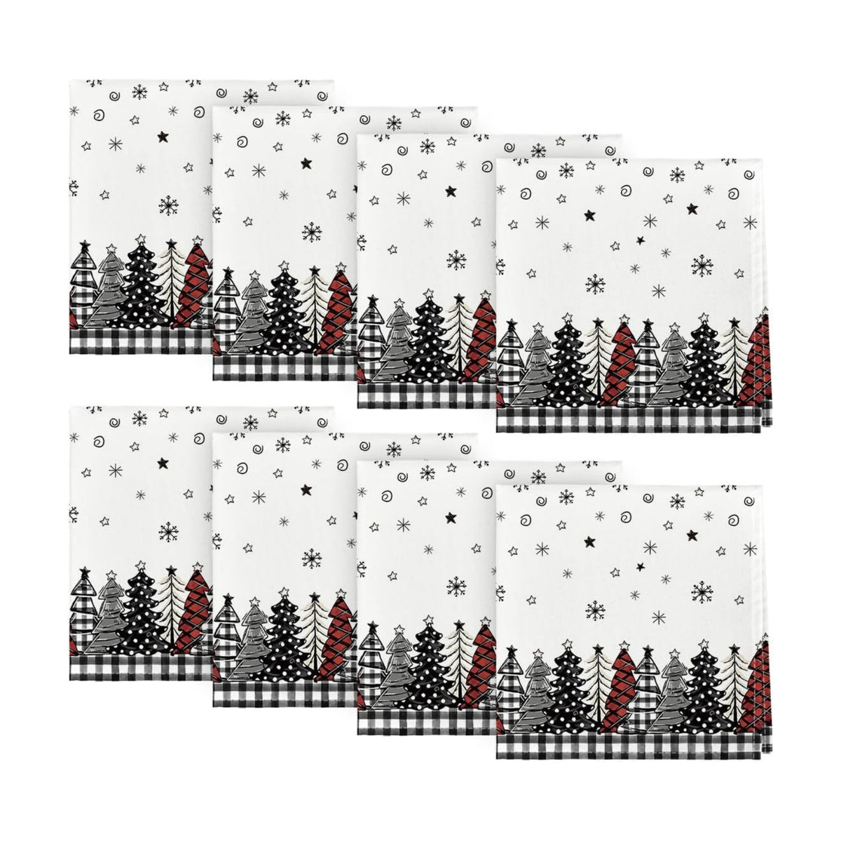 Horaldaily Christmas Trees Buffalo Cloth Napkins, Set of 8