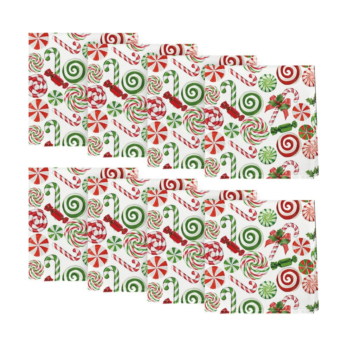 Horaldaily Christmas Cloth Napkins, Candy Party Decor, Set of 8