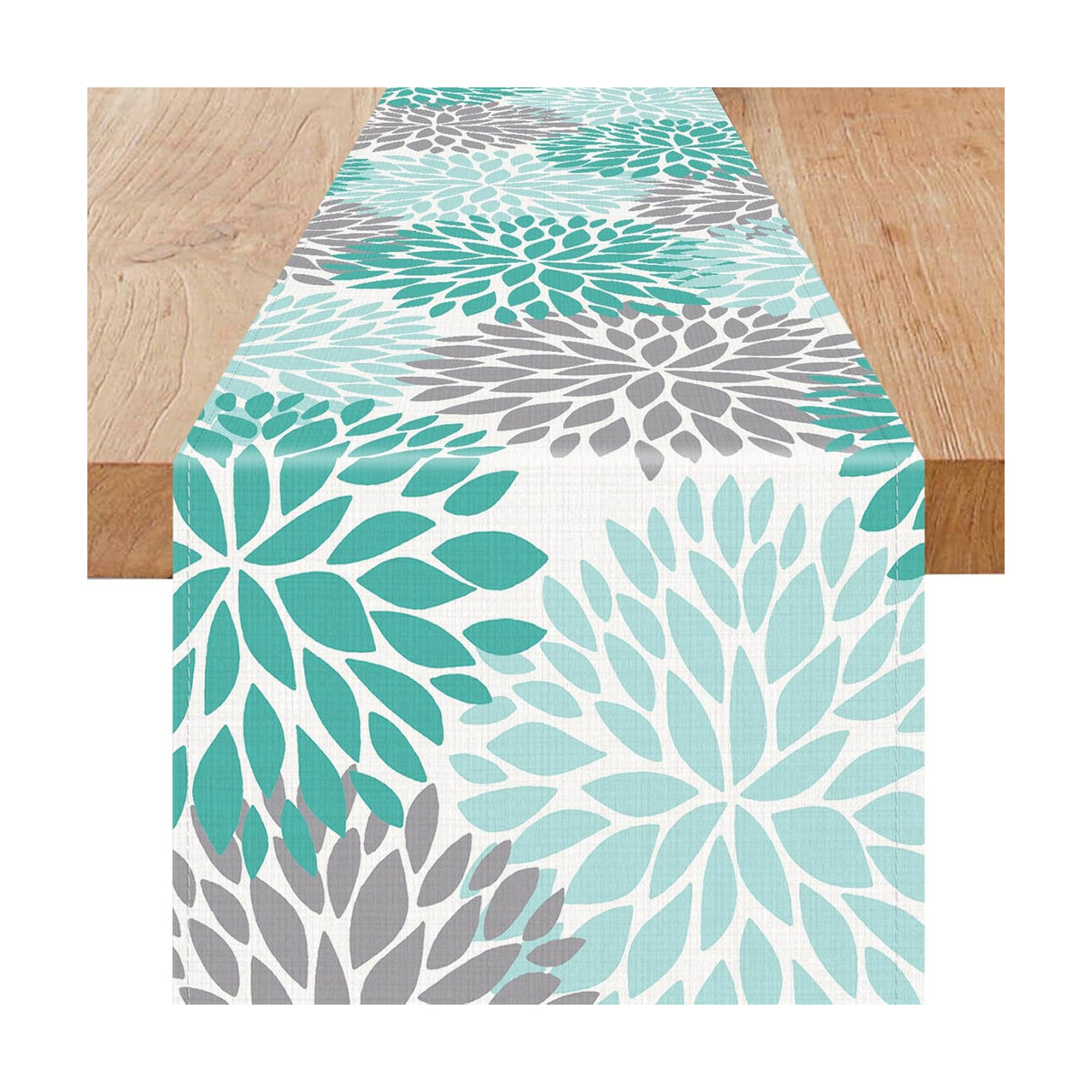 Niviy Green Table Runner 108 inches Long Dahlia Pinnata Flower Pattern Spring Summer Seasonal Kitchen Dining Green Table Decoration for Indoor Outdoor Home Party Decor (13 x 108 inch)