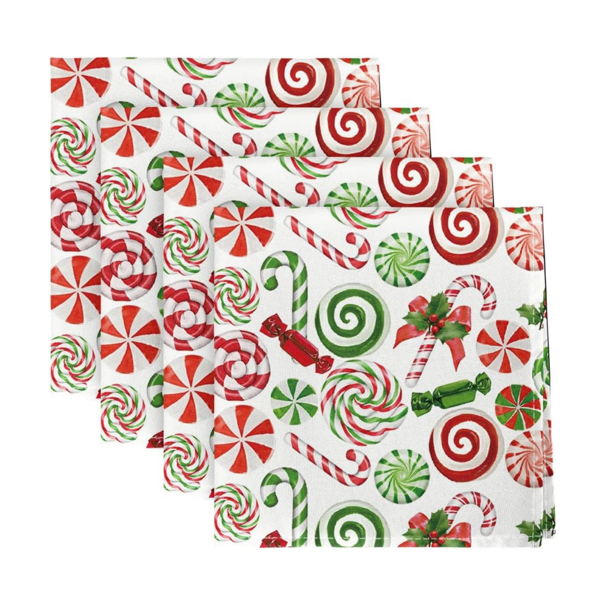 Horaldaily Christmas Cloth Napkins, Candy Party Decor, Set of 4